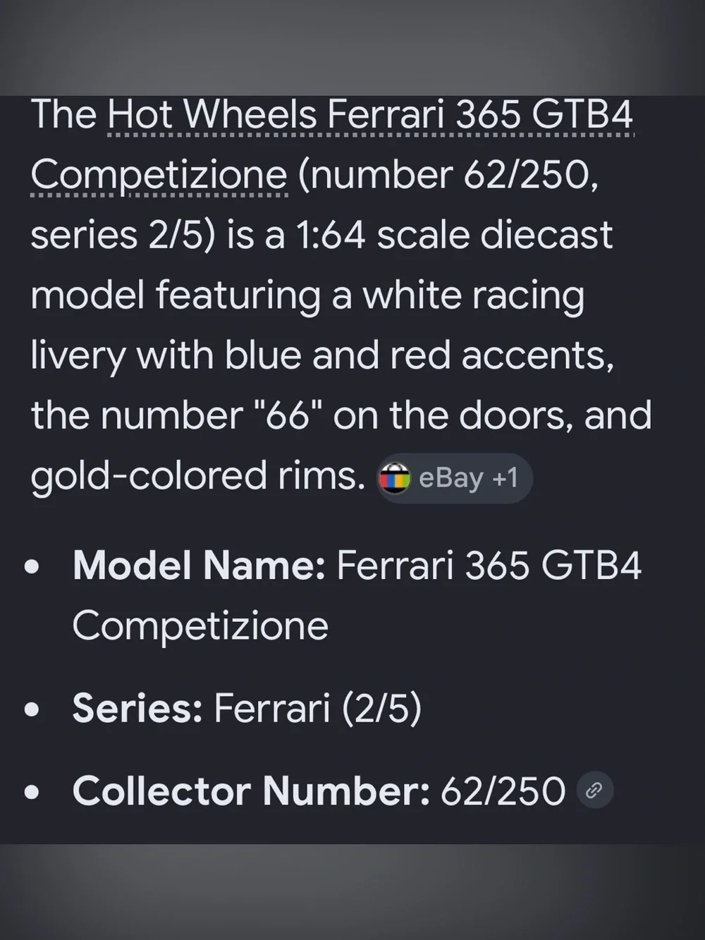 Ferrari White, Blue & Red Racing Die-Cast Car